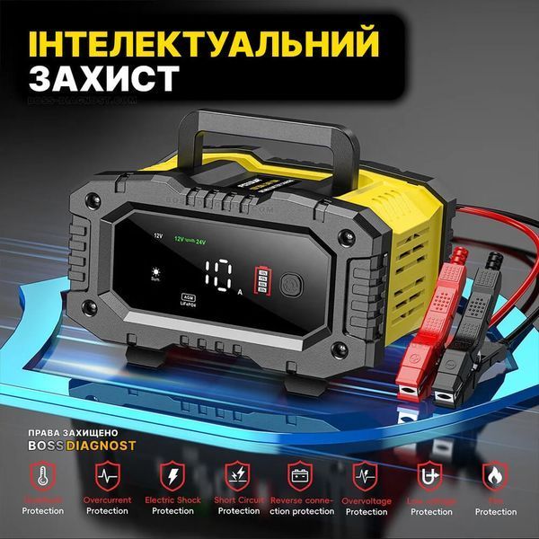 Foxsur FPT-100 зарядное устройство для аккумуляторов (12V 10A / 24V 5A, 6-200Ah) автоматический, импульсный FPT-100 фото