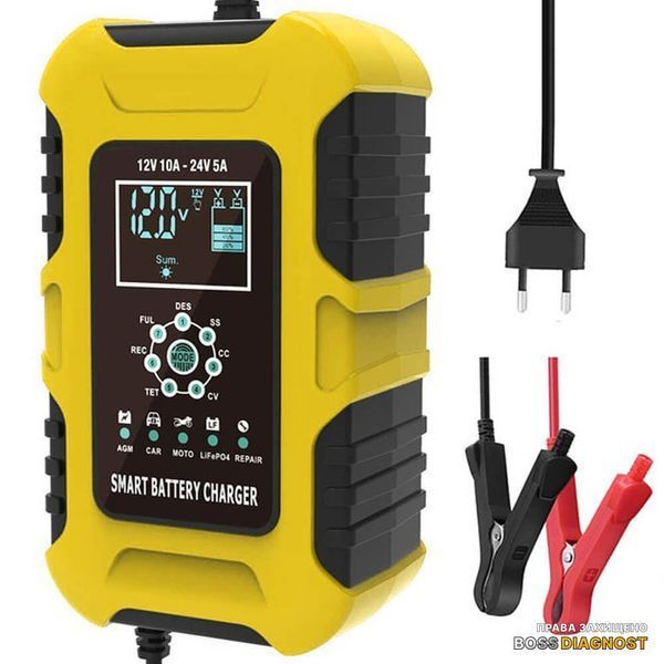 Foxsur FBC122410D зарядний пристрій для акумуляторів (12V 10A / 24V 5A, 6-180Ah) автоматичний, імпульсний FBC122410D фото