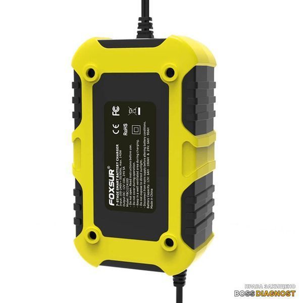 Foxsur FBC122410D зарядний пристрій для акумуляторів (12V 10A / 24V 5A, 6-180Ah) автоматичний, імпульсний FBC122410D фото