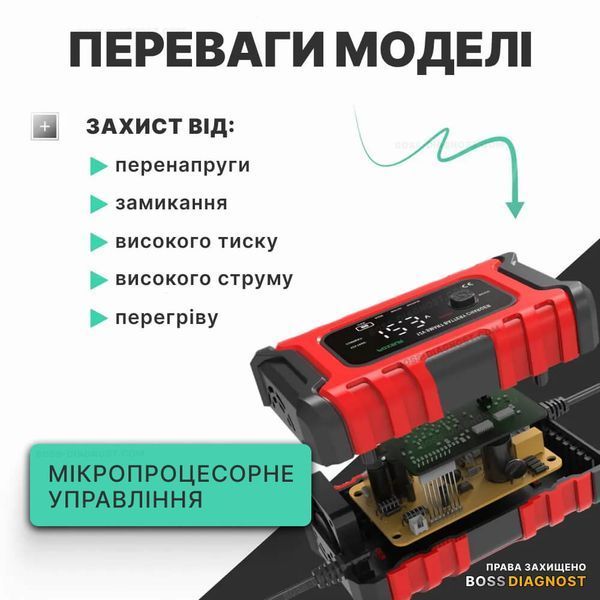 Foxsur FBC1206D зарядний пристрій для акумуляторів (12V 6A, 4-120Ah) автоматичний, імпульсний FBC1206D фото